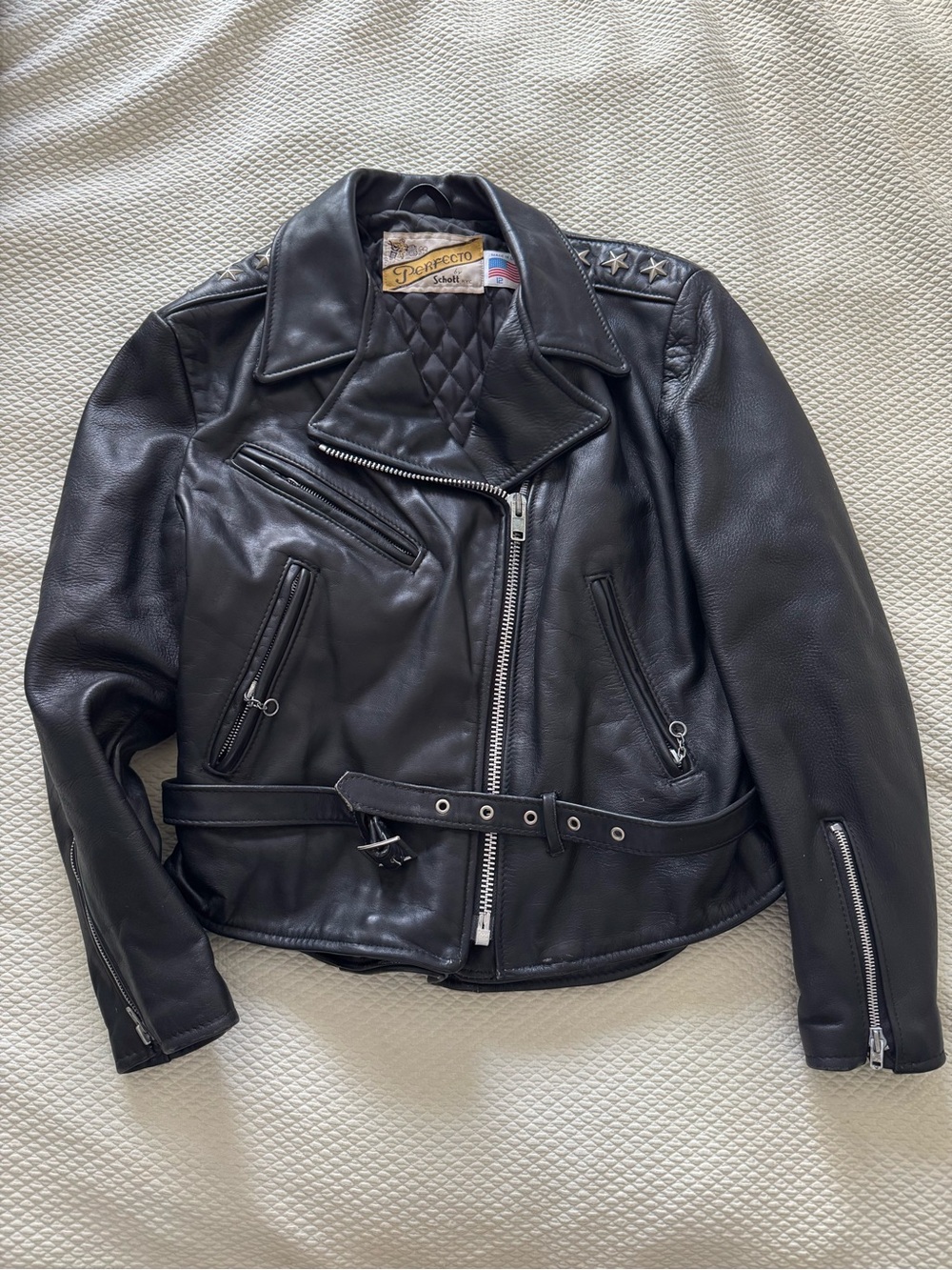 Schott NYC Perfecto 116W Women’s Black Leather Biker /Moto Jacket w/quilt Liner